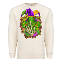 Sandshell Mardi Gras with skeleton hand Premium Sweatshirt - HowdyJamesFarm