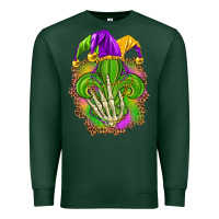 Sports Green Mardi Gras with skeleton hand Premium Sweatshirt - HowdyJamesFarm