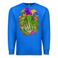 True Royal Mardi Gras with skeleton hand Premium Sweatshirt - HowdyJamesFarm
