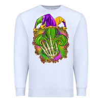 White Mardi Gras with skeleton hand Premium Sweatshirt - HowdyJamesFarm
