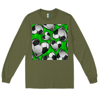 Army Green soccer hearts seamless pattern Long Sleeve Tee - BundleAndBundleShop