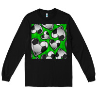 Black soccer hearts seamless pattern Long Sleeve Tee - BundleAndBundleShop