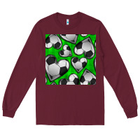 Burgundy soccer hearts seamless pattern Long Sleeve Tee - BundleAndBundleShop