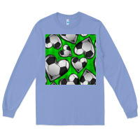 Colony Blue soccer hearts seamless pattern Long Sleeve Tee - BundleAndBundleShop