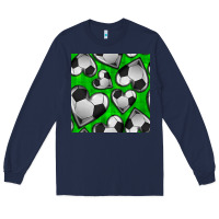 Navy soccer hearts seamless pattern Long Sleeve Tee - BundleAndBundleShop