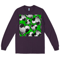 Plum soccer hearts seamless pattern Long Sleeve Tee - BundleAndBundleShop