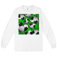 White soccer hearts seamless pattern Long Sleeve Tee - BundleAndBundleShop