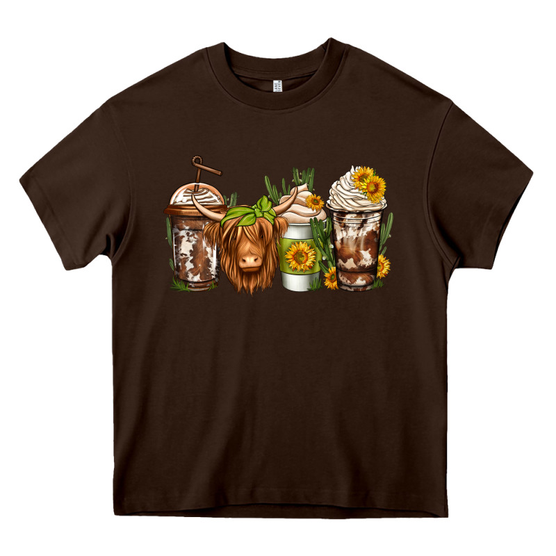 Longhaired Cow Coffee Heavy Core Tee by Jasminsmagicworld | Teevron