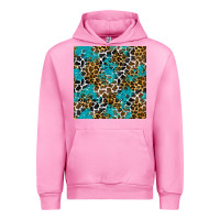 Fuchsia Pink turquoise glitter cowhide leopard seamless pattern Urban Hoodie - BundleAndBundleShop