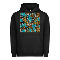 Pigment Black turquoise glitter cowhide leopard seamless pattern Urban Hoodie - BundleAndBundleShop