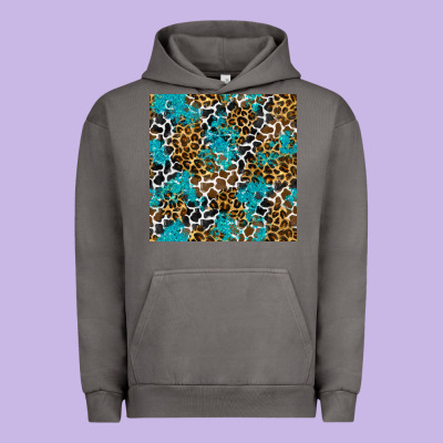 Turquoise Glitter Cowhide Leopard Seamless Pattern Urban Hoodie Designed By Bundleandbundleshop