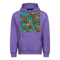 Tulip turquoise glitter cowhide leopard seamless pattern Urban Hoodie - BundleAndBundleShop