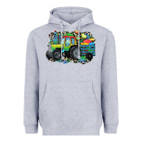 Heather Grey Autism farm tractor Heavyweight Hoodie - CowGirlArtShop