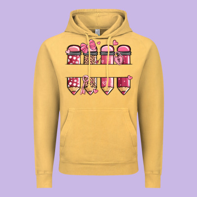 Custom Name Valentine's Day School Pencils Vintage Hoodie Designed By Maliassmallbusiness