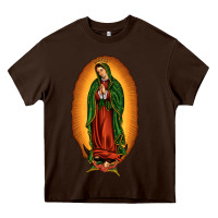 Chocolate Brown our lady of Guadalupe Heavy Core Tee - JahusDesignShop