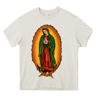 Cream our lady of Guadalupe Heavy Core Tee - JahusDesignShop