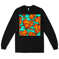 Black basketball hearts with leopard seamless pattern Long Sleeve Tee - BundleAndBundleShop