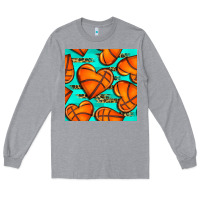 Heather Grey basketball hearts with leopard seamless pattern Long Sleeve Tee - BundleAndBundleShop