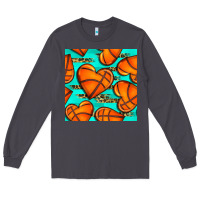 Smoke basketball hearts with leopard seamless pattern Long Sleeve Tee - BundleAndBundleShop
