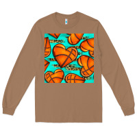 Toasted Coconut basketball hearts with leopard seamless pattern Long Sleeve Tee - BundleAndBundleShop