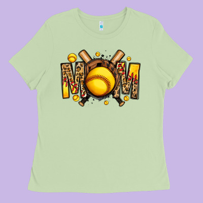 Softball Mom Ladies Tee Designed By Jasminsmagicworld