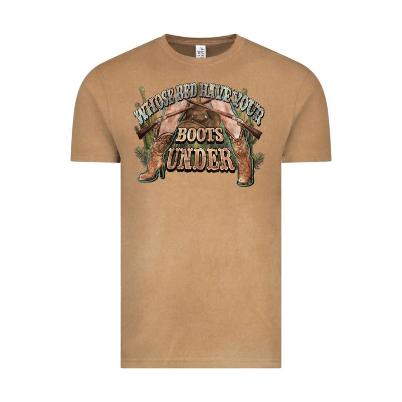 Whose Bed Have Your Boots Under Cowboy Western Vintage Tee by NancyCooperArtShop | Teevron