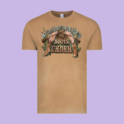 Whose Bed Have Your Boots Under Cowboy Western Vintage Tee Designed By Nancycooperartshop
