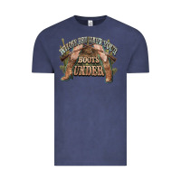 Vintage Denim whose bed have your boots under cowboy western Vintage Tee - NancyCooperArtShop