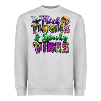 Heather Grey thick thighs and spooky vibes Heavyweight Sweatshirt - BundleAndBundleShop