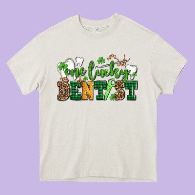 St Patricks Day One Lucky Dentist Heavy Core Tee Designed By Adodesignshop