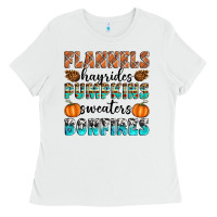 White Flannels Hayrides Pumpkins Sweaters Bonfires Ladies Tee - Artiststas