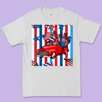 4th Of July Seamless Pattern Truck Premium Tee Designed By Bundleandbundleshop