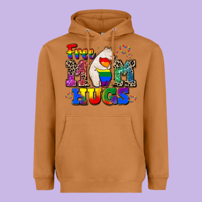 Pride Free Mom Hugs Heavyweight Hoodie Designed By Cowgirlartshop