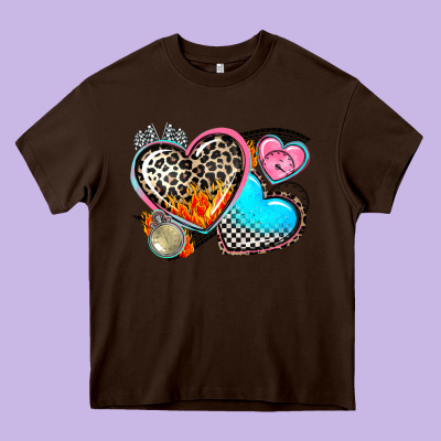 Western Leopard  Racing  Hearts Heavy Core Tee Designed By Adodesignshop