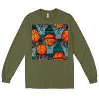 Army Green basketball hoop seamless pattern Long Sleeve Tee - BundleAndBundleShop