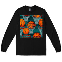 Black basketball hoop seamless pattern Long Sleeve Tee - BundleAndBundleShop