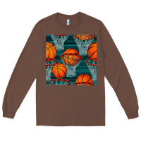 Chestnut basketball hoop seamless pattern Long Sleeve Tee - BundleAndBundleShop