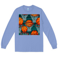 Colony Blue basketball hoop seamless pattern Long Sleeve Tee - BundleAndBundleShop