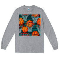 Heather Grey basketball hoop seamless pattern Long Sleeve Tee - BundleAndBundleShop