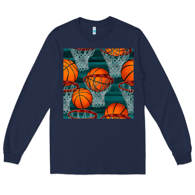 Basketball Hoop Seamless Pattern Long Sleeve Tee by BundleAndBundleShop | Teevron