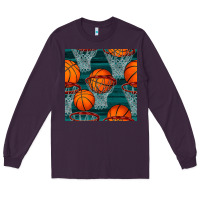 Plum basketball hoop seamless pattern Long Sleeve Tee - BundleAndBundleShop