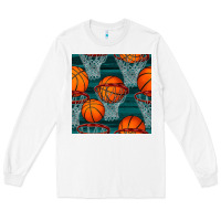 White basketball hoop seamless pattern Long Sleeve Tee - BundleAndBundleShop