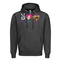 Charcoal Heather Peace love Easter Zipper Hoodie - NancyCooperArtShop