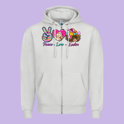 Peace Love Easter Zipper Hoodie Designed By Nancycooperartshop