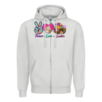 Dove Grey Peace love Easter Zipper Hoodie - NancyCooperArtShop
