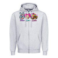 Heather Grey Peace love Easter Zipper Hoodie - NancyCooperArtShop