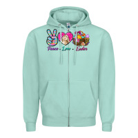 Seafoam Peace love Easter Zipper Hoodie - NancyCooperArtShop