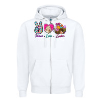 White Peace love Easter Zipper Hoodie - NancyCooperArtShop