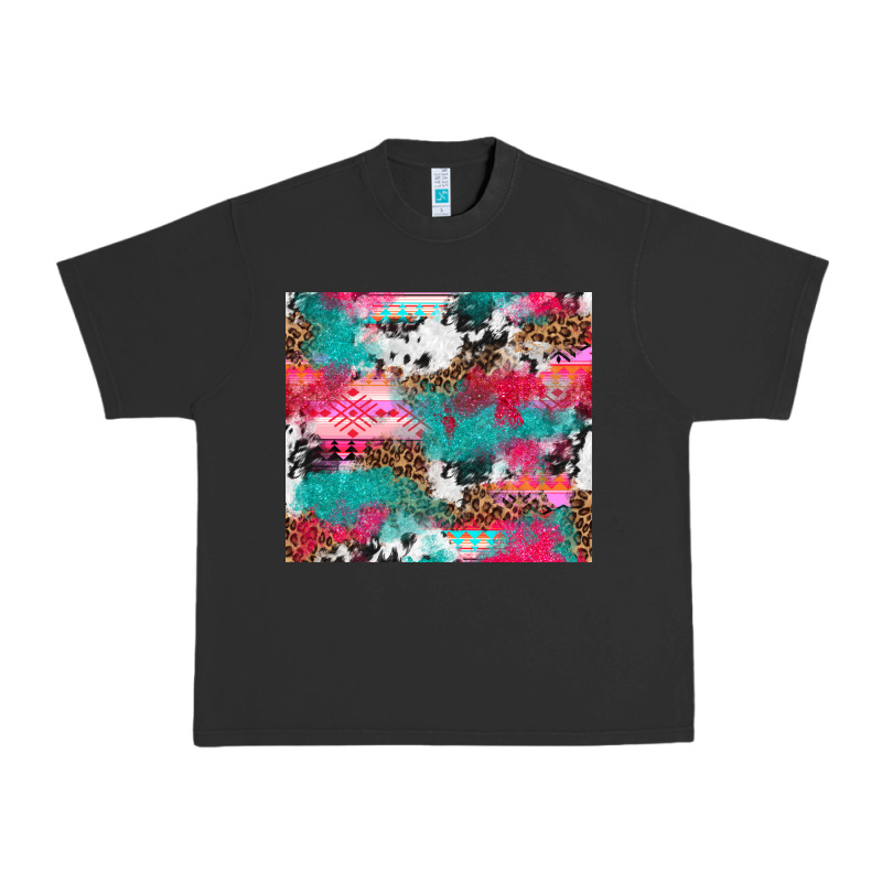 Leopard Cowhide Pink Turquoise Glitter Urban Heavy Tee by NancyCooperArtShop | Teevron