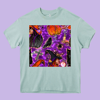 Halloween Witch Seamless Pattern Heavy Core Tee Designed By Bundleandbundleshop